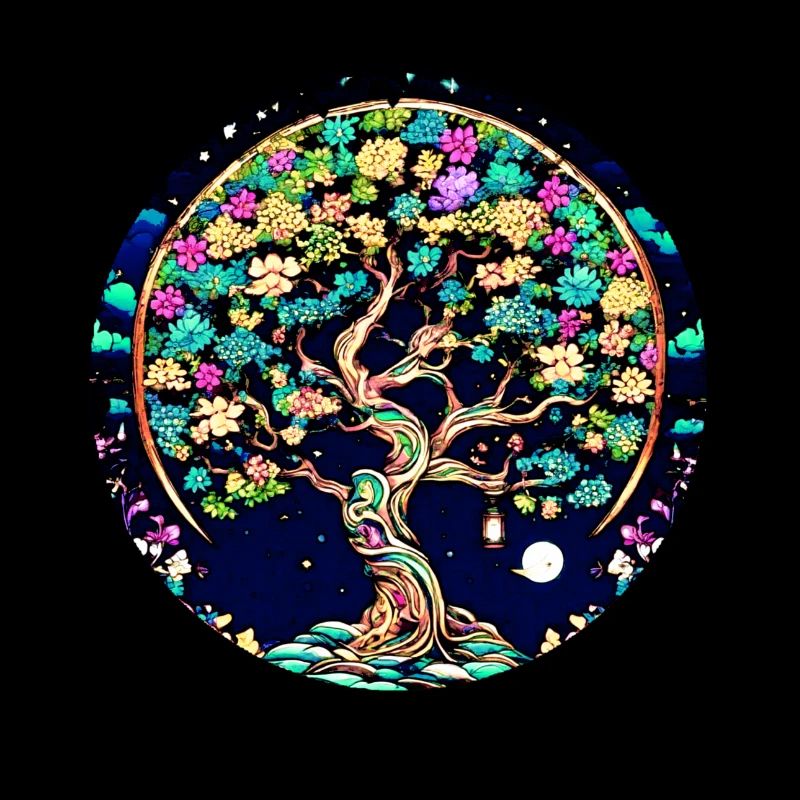 Arbre de vie, arbre de vie, graffiti, fleurs