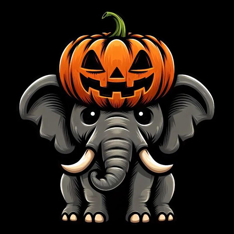Funny Halloween Pumpkin Elephant October Autumn