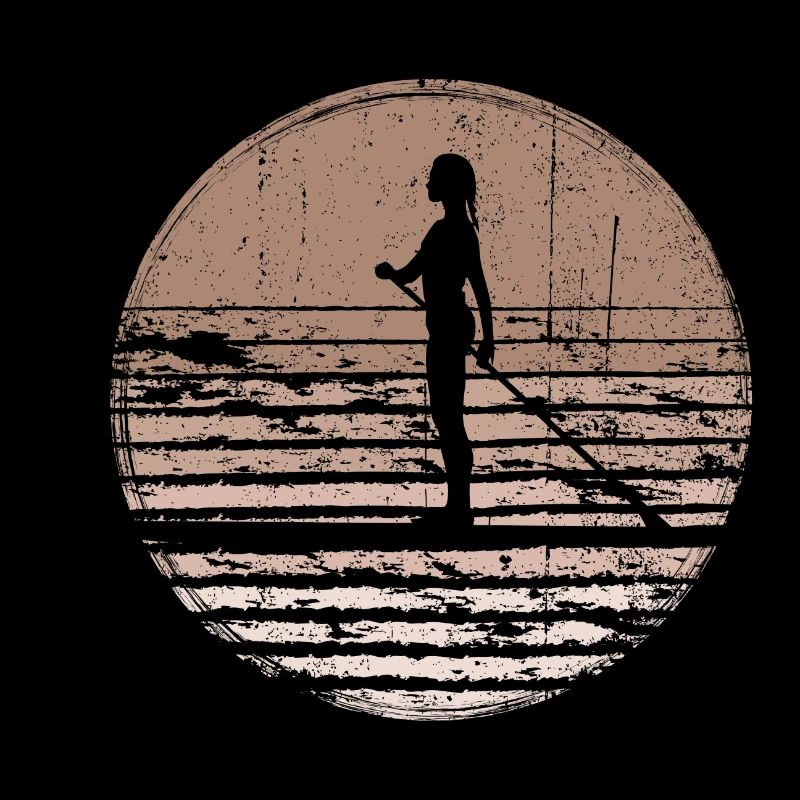 Silhouette du paddleboard au coucher du soleil