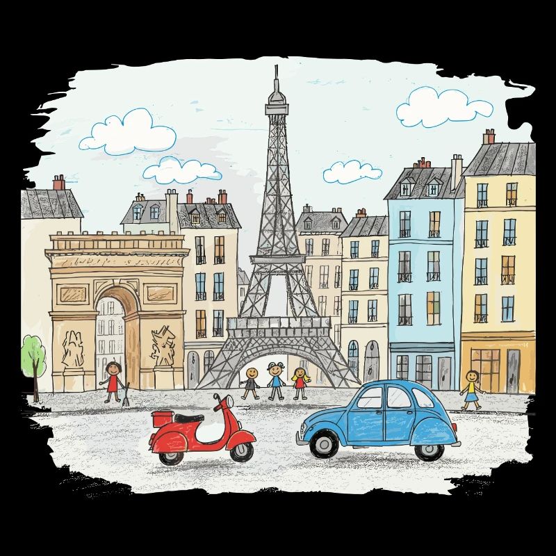 Pariser Stadtsilhouette Eiffelturm Cartoon-Kunst