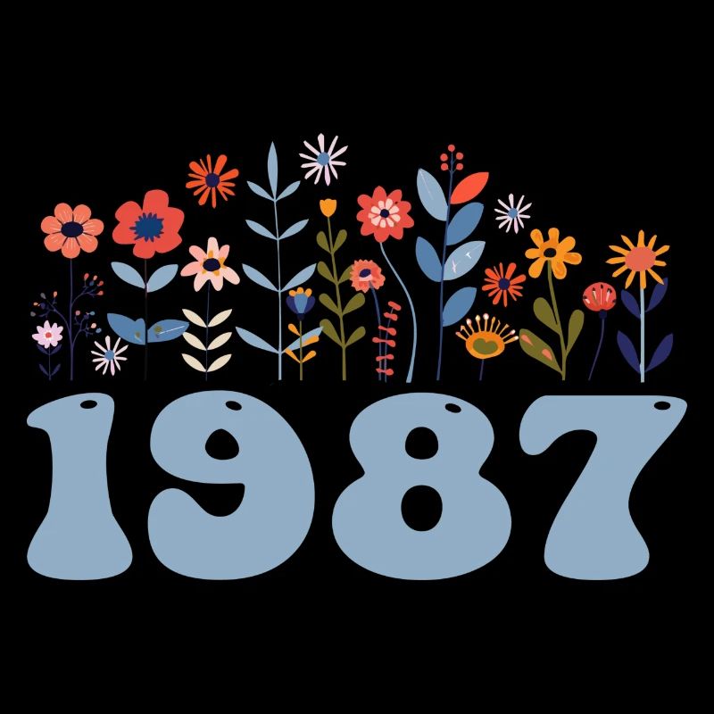 1987 Motif floral 1987 Floral thème fleurs 1987