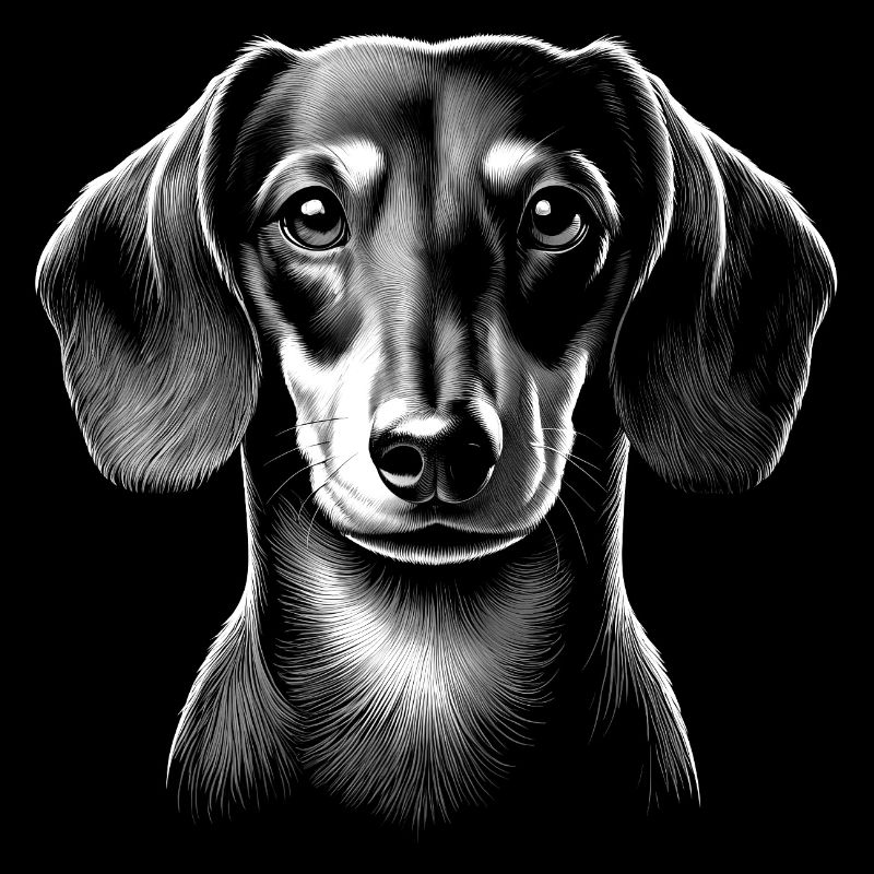 Cute Dachshund Head as Black and White Portrait