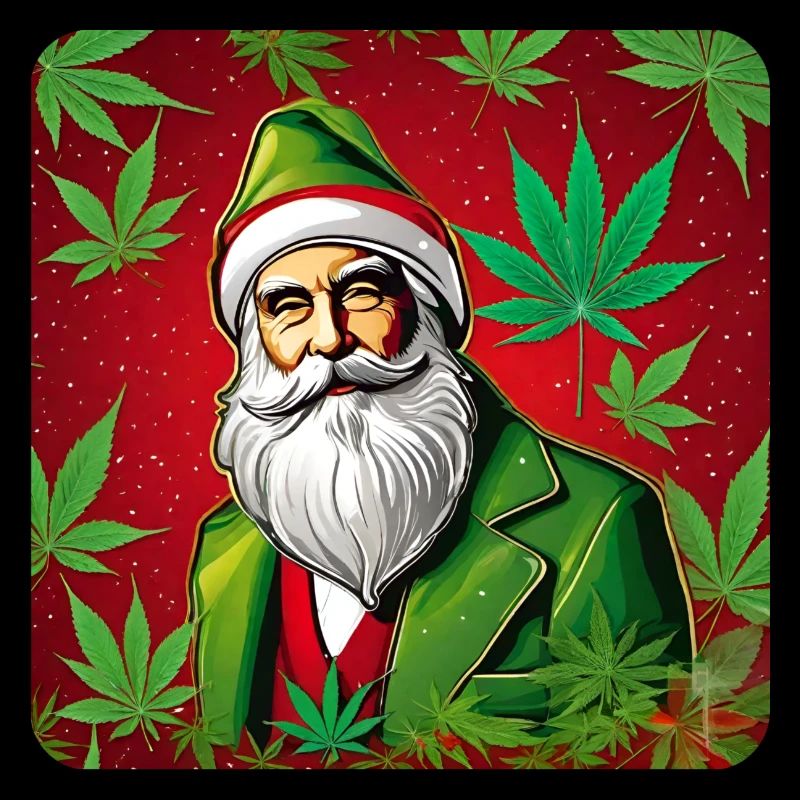 Weihnachtsmann mit Cannabis Blättee