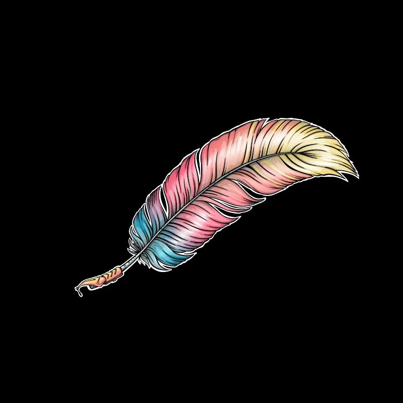 writing feather rainbow