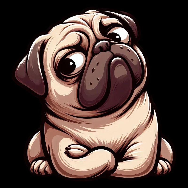 Süßer Cartoon Mops mit lustigem Blick