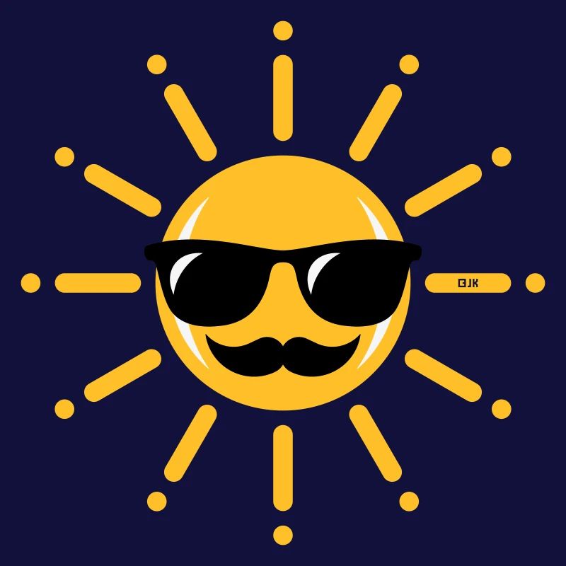 Lustige Sonne Mit Sonnenbrille Und Schnurrbart 3C