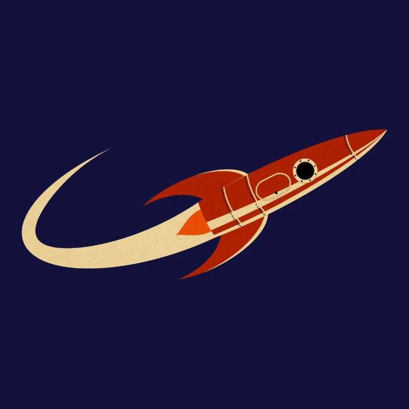 Fusée spatiale rouge