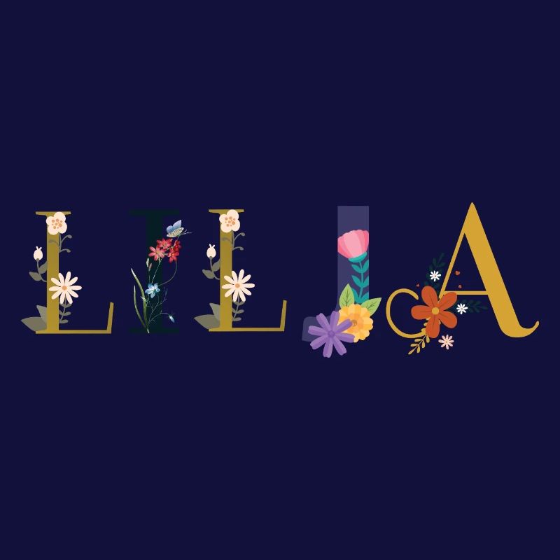 Le nom de LILJA décoré de fleurs