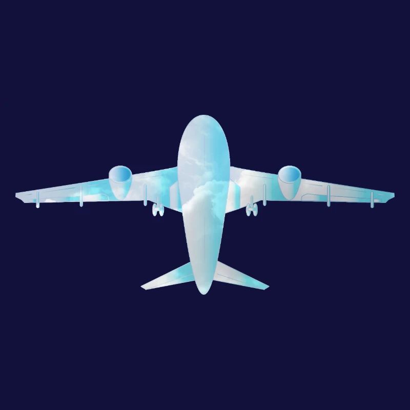 Passenger plane with cloud pattern