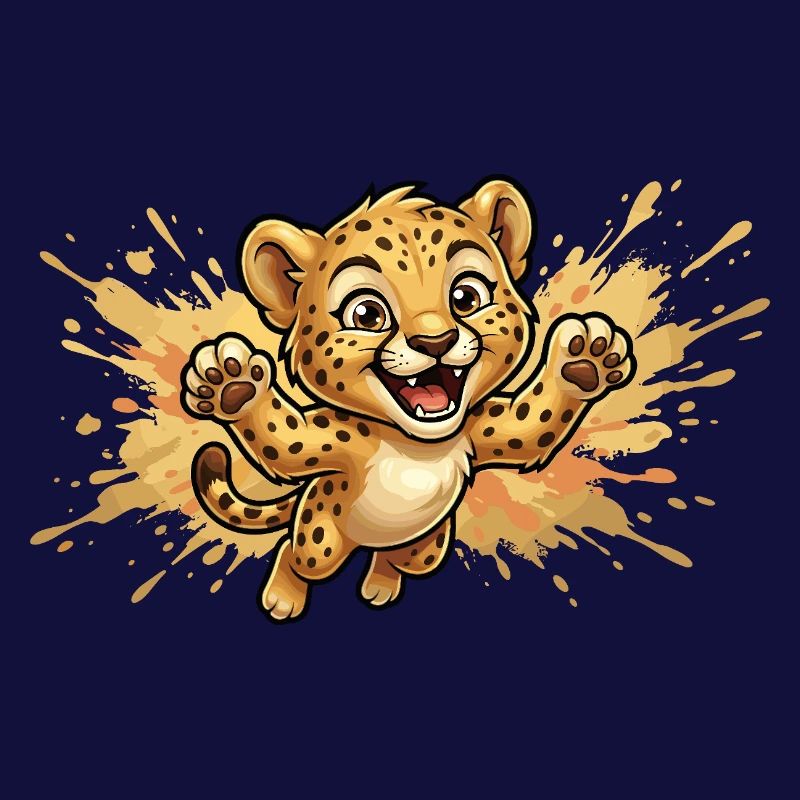 Jumping leopard cub