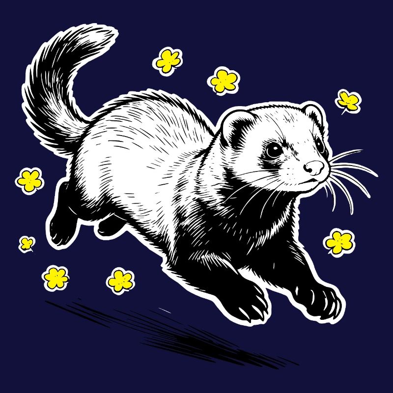 Frettchen in Blüten glitzern