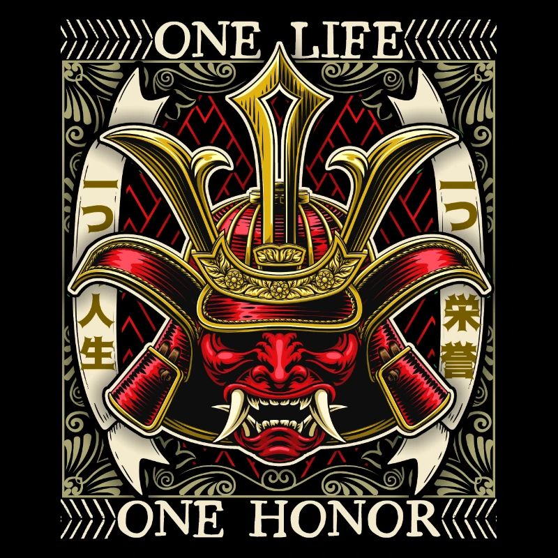 Japanischer Samurai Dämon, Samurai Krieger, Spruch