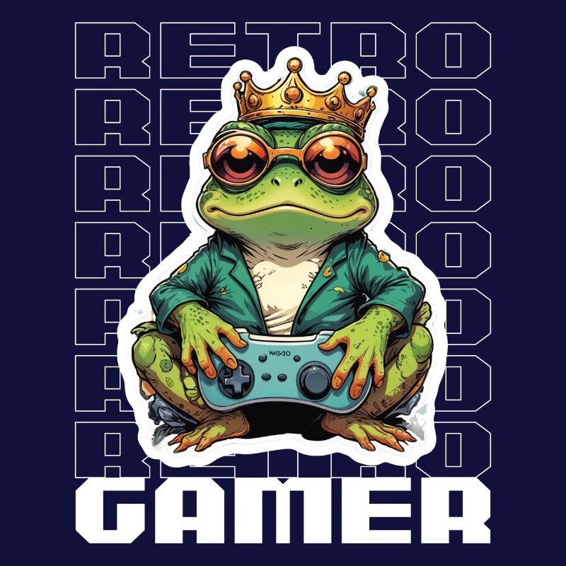 Retro Gamer Frog with Controller Console Games