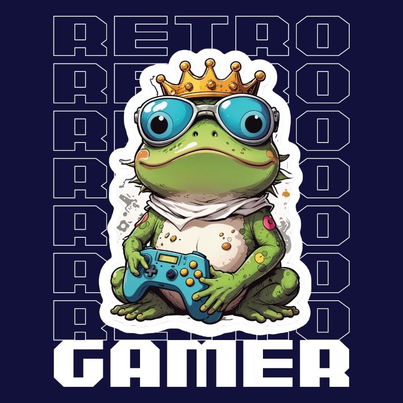 Retro Gamer Frog with Controller Console Games