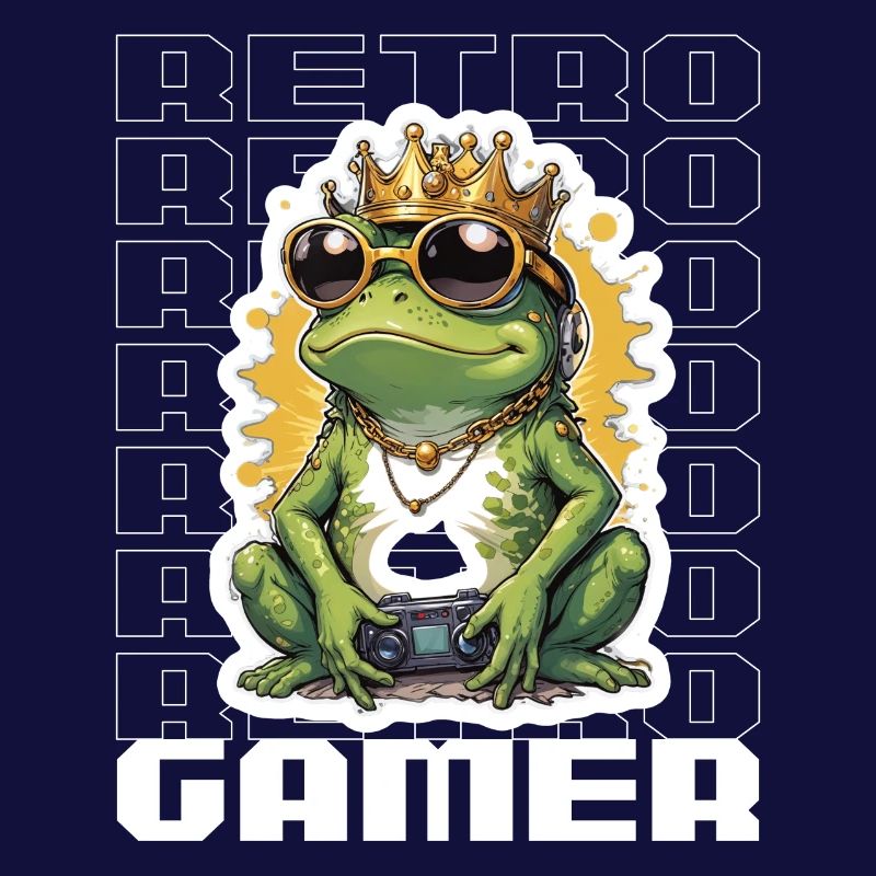 Retro Gamer Frog with Controller Console Games