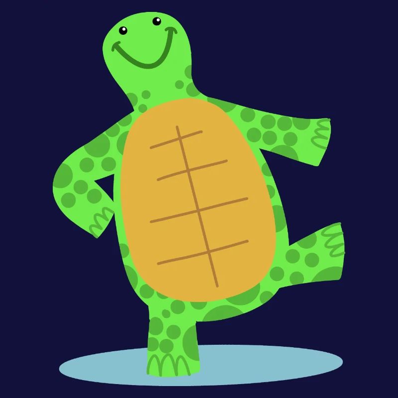 Hand drawn dancing turtle