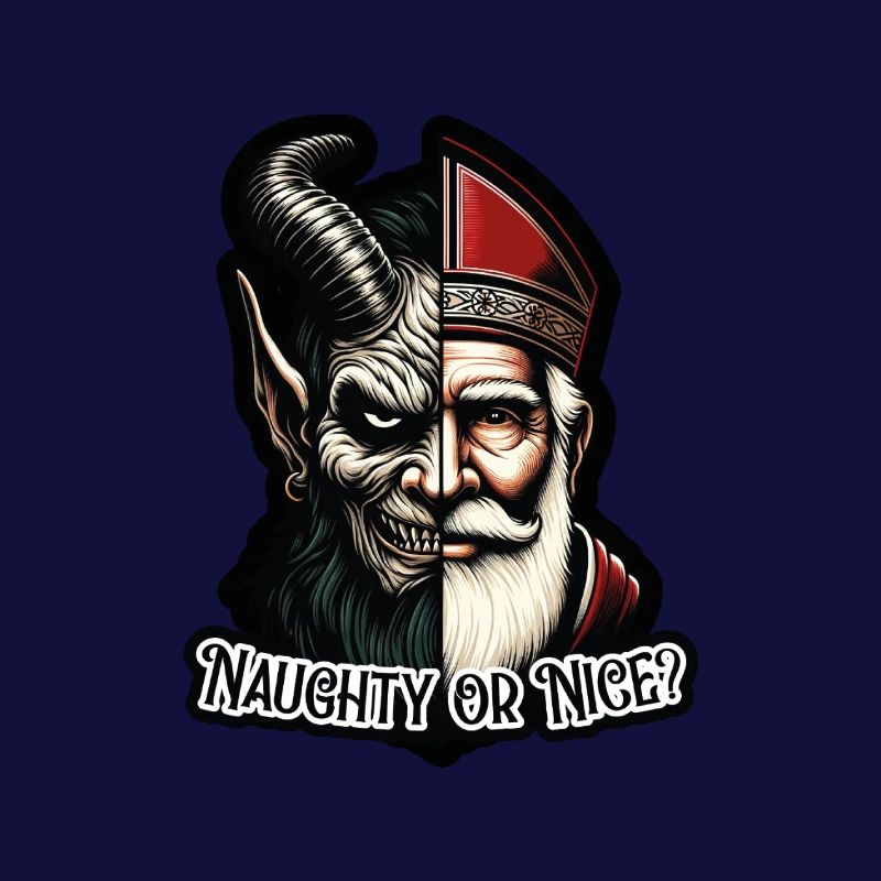 "Frecher oder netter Weihnachtsmann mit zwei Gesichtern VS Krampus