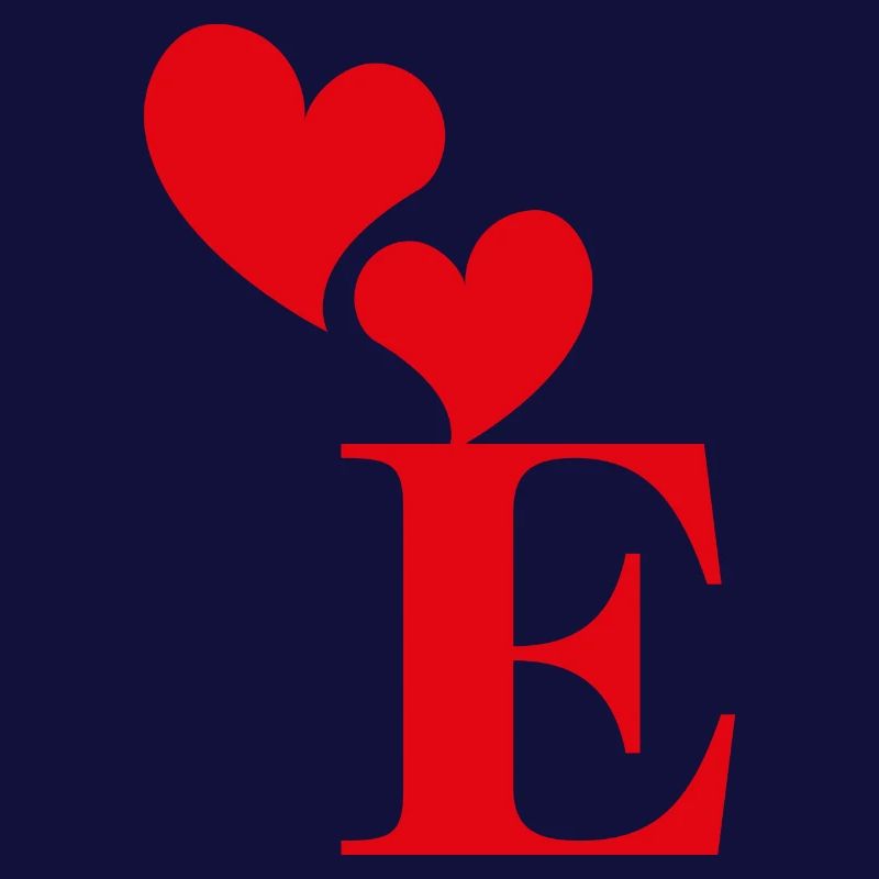 Buchstabe e rotes Herz