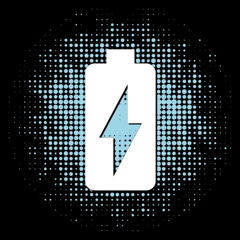 Battery symbol with dots background