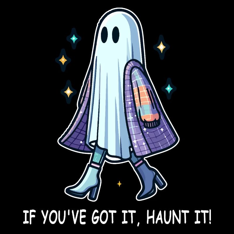 Chic ghost in boots and jacket