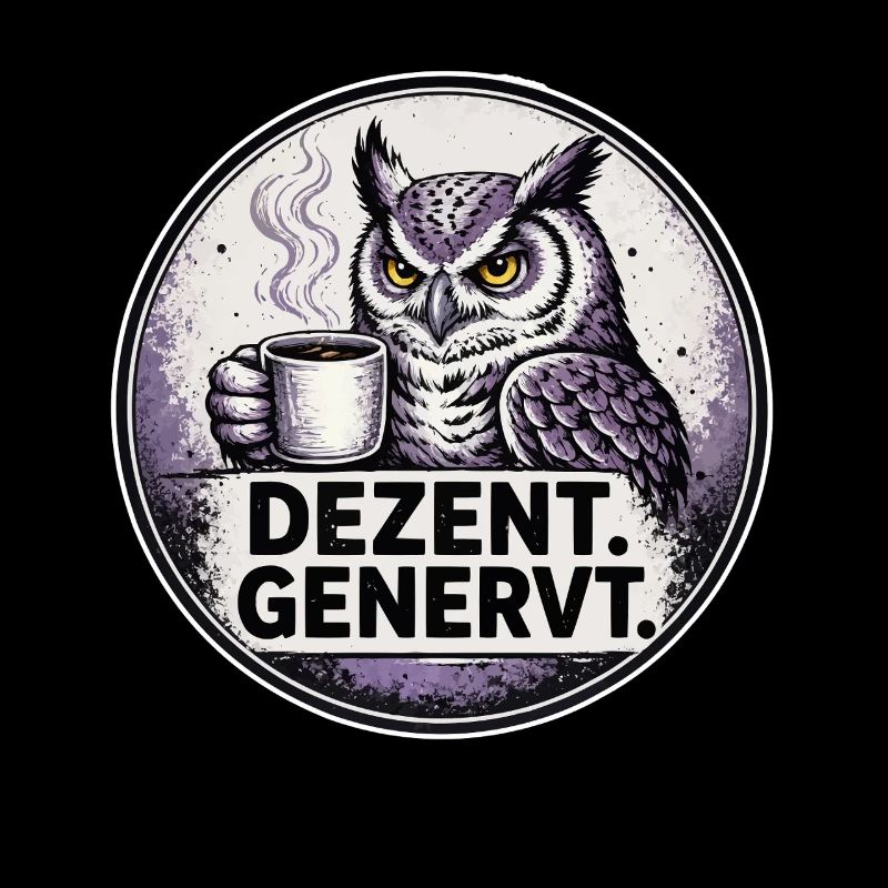 Dezent Genervt Eule mit Kaffee