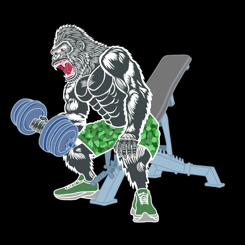 Monkey, Gorilla, Bodybuilder Monkey, Fitness, Comic