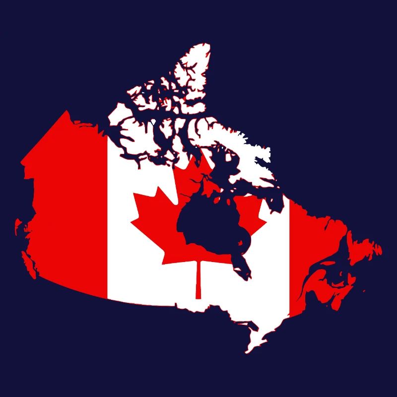 Silhouette de la carte du drapeau du Canada avec feuille d’érable