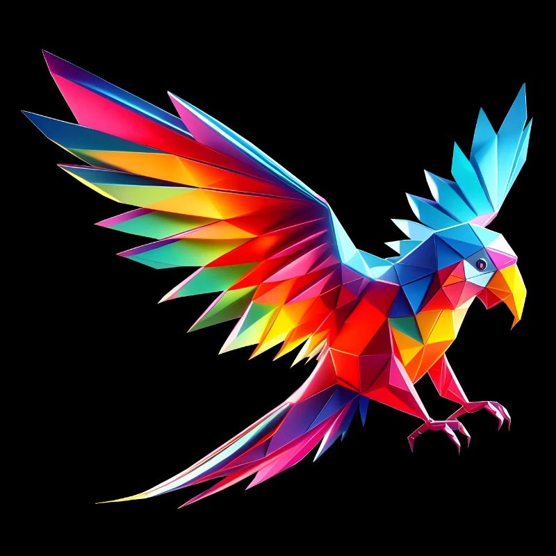 3d geometric multicolor origami parrot