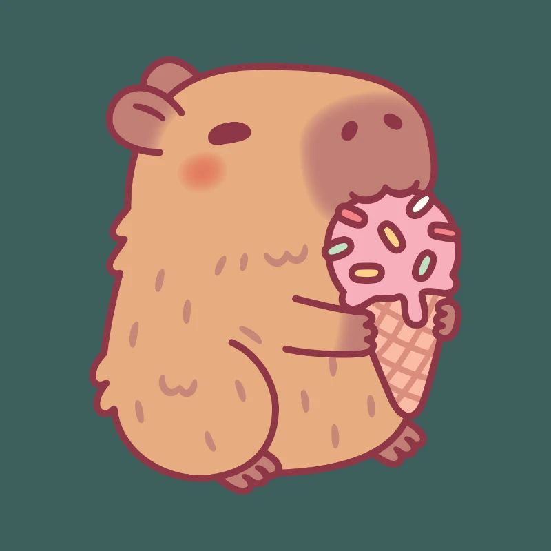 Capybara mignon mangeant de la glace