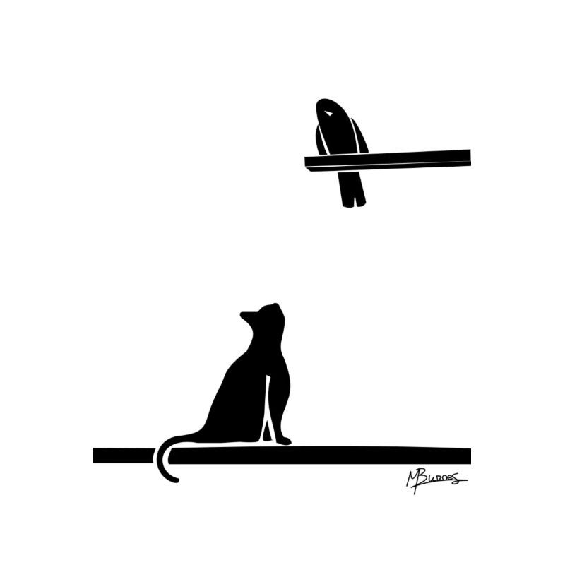 Design chat vs oiseau noir