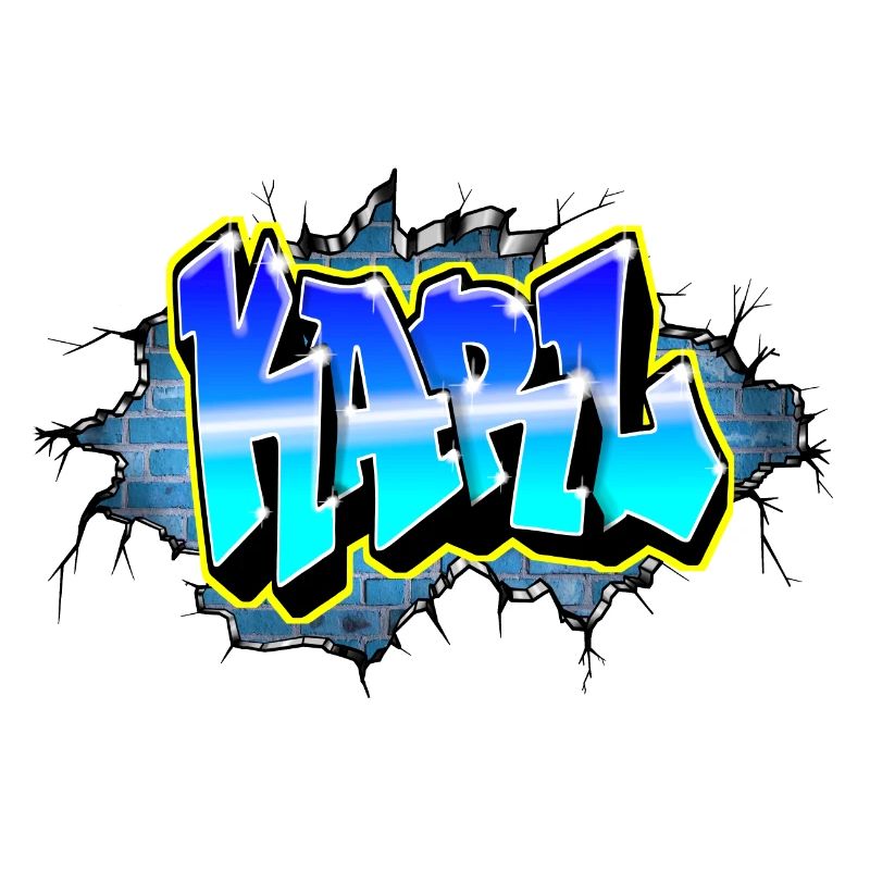 Graffiti KARL Blue Brick Crack