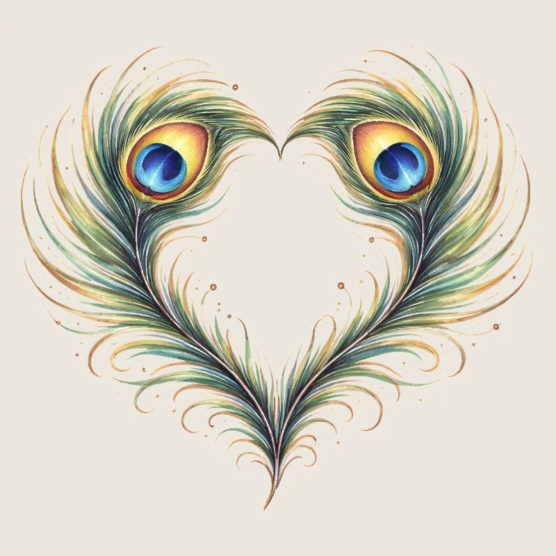 Peacock Feather Heart Ornament Boho Gift