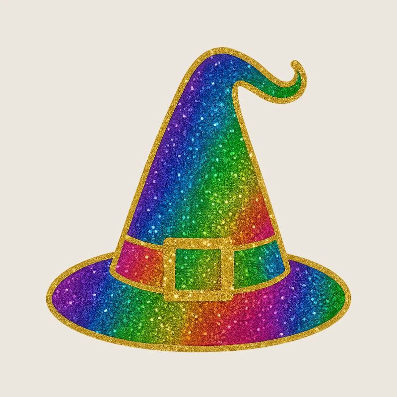 Halloween Rainbow Glitter Witch Hat