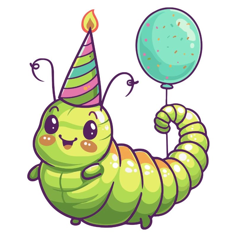 Worm Birthday Comic Cute