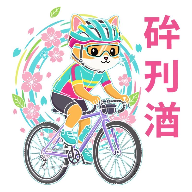 Neon-Katzenradfahrer mit Blüten
