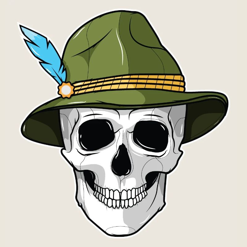- skull with felt hat