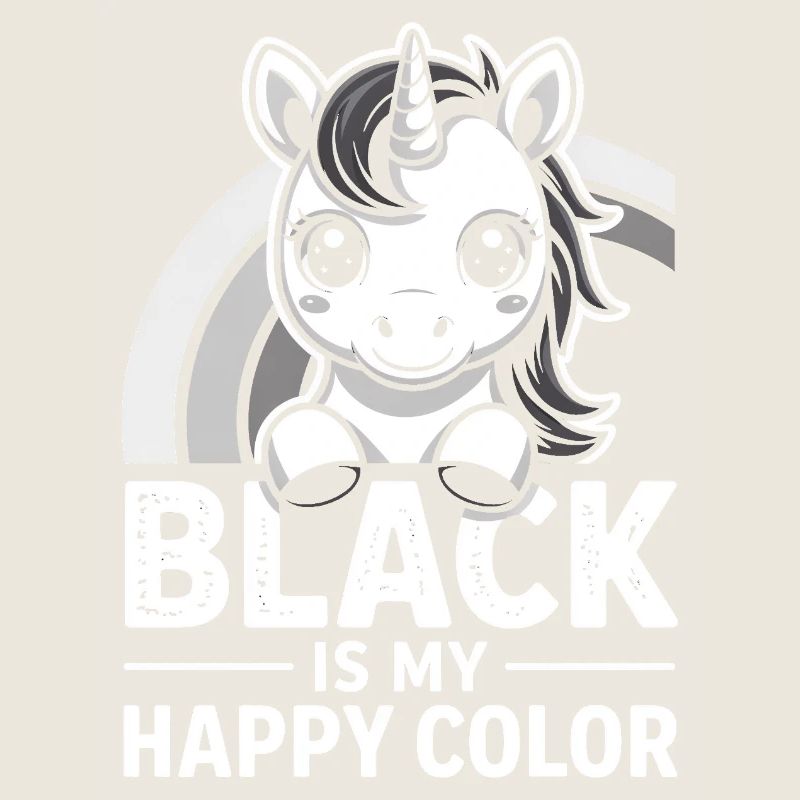 Licorne Noire Joyeuse Couleur