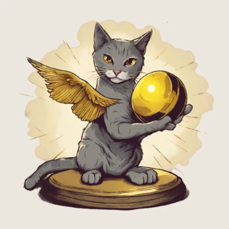 Chat avec le mouchard doré
