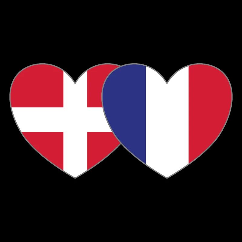 Danmark Frankrig Flag Heart