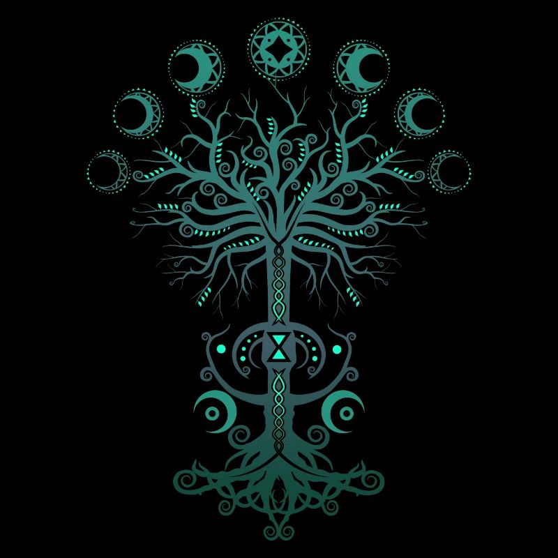 Ygdrassil Moon Phase Lebensbaum Occult Pagan