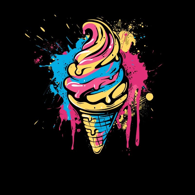 Cornet de crème glacée Éclaboussures de couleur