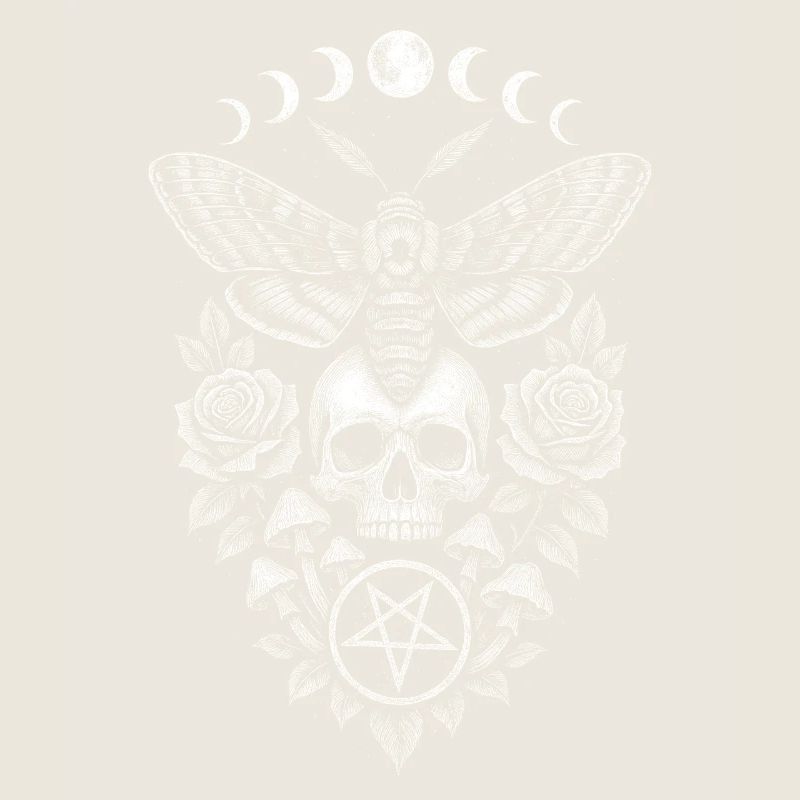 Moon Phases Moth Skull Occult Art