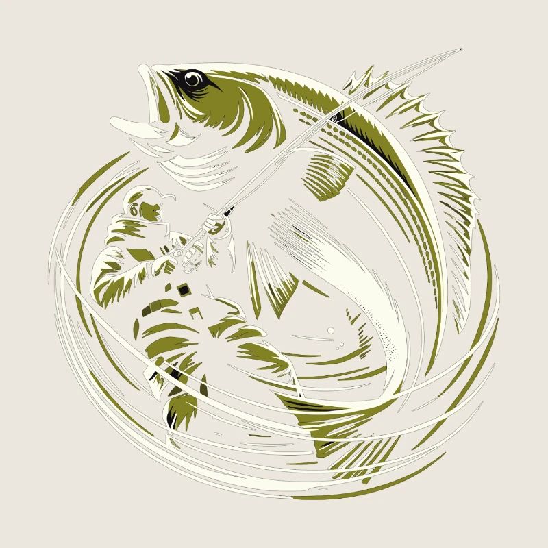 Fishing Angler Cod Giant Fish Olive Green Gift