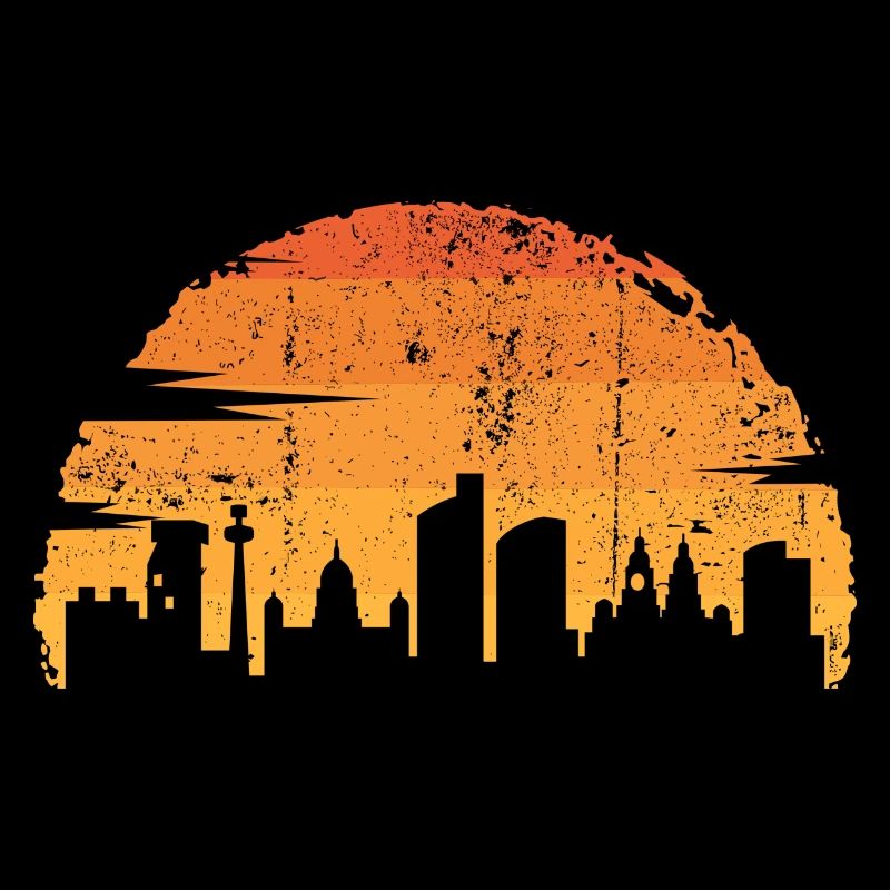 Sunset City Skyline Silhouette