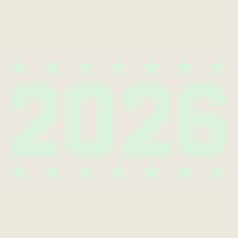 2026 Retro Blockschrift mit Sternen
