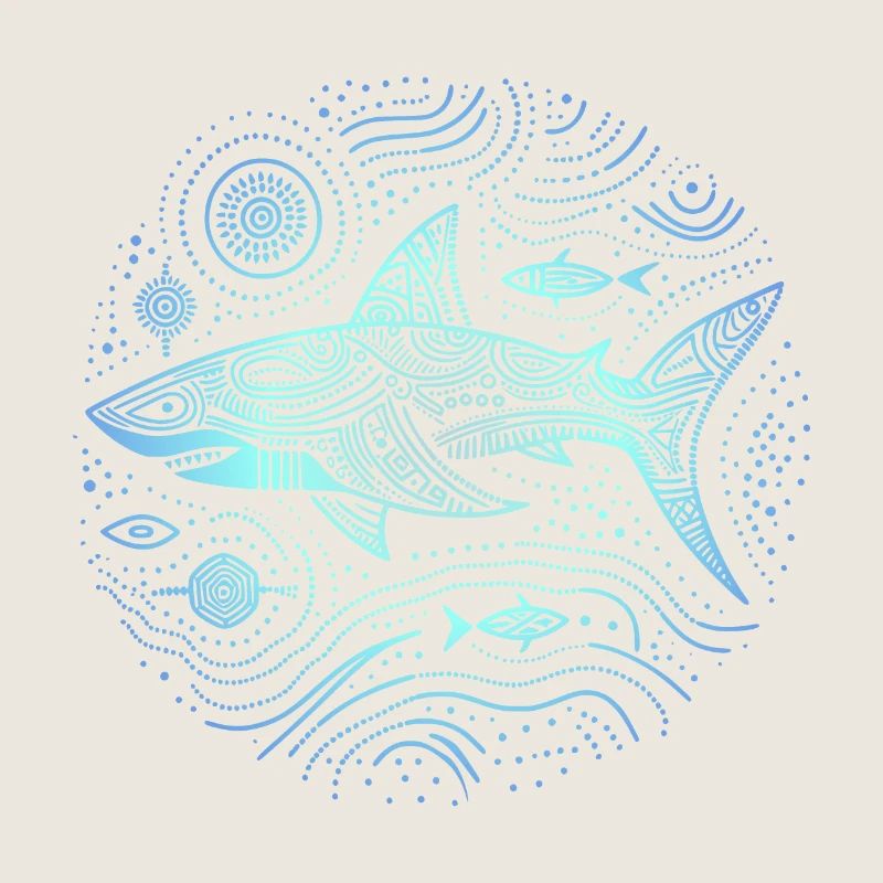 Shark Aboriginal Patterns Australia Shades Blue