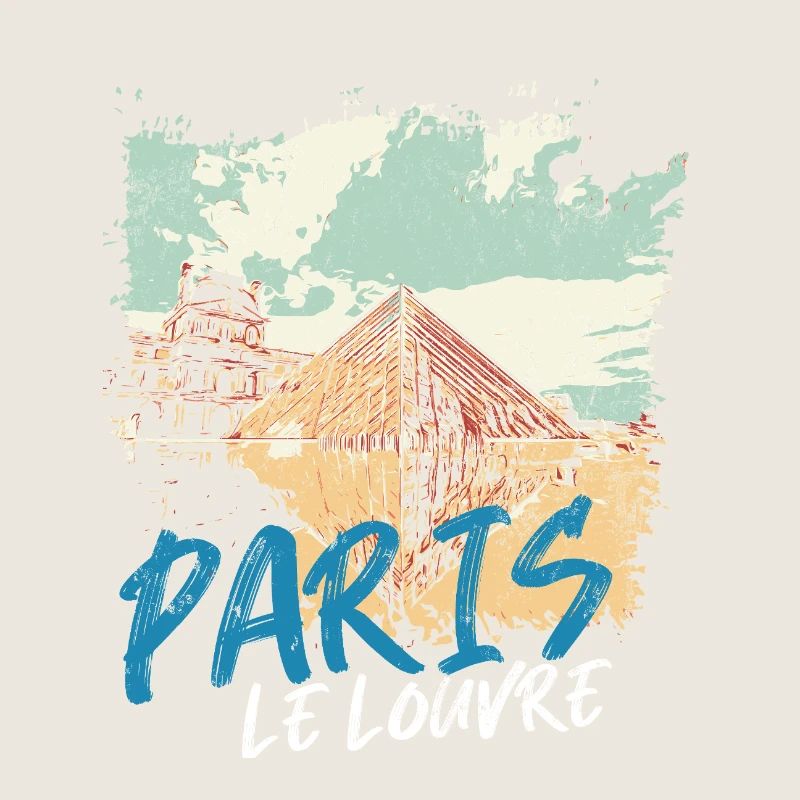 Louvre Pyramid and Paris Monuments