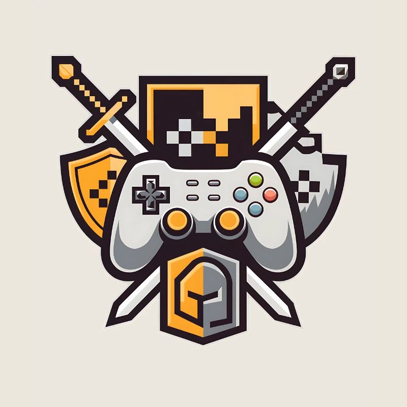 Logo de jeu – manette et épée Pixel Art