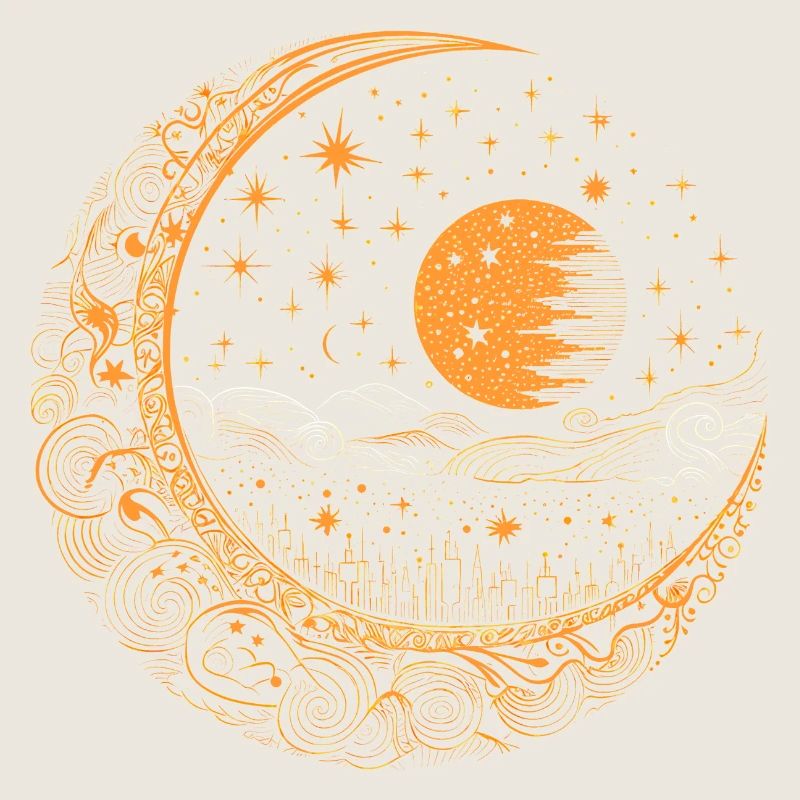 Mond mit Sternen
