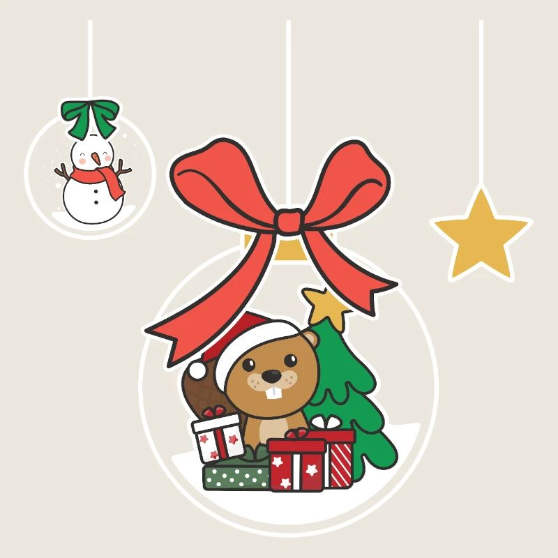 Biber Weihnachten Schneekugel Biber